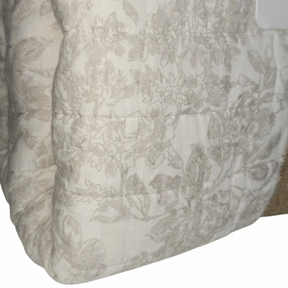 Rachel Ashwell Flax Cotton King Quilt Shabby Chic Reversible Sophia Toile Floral